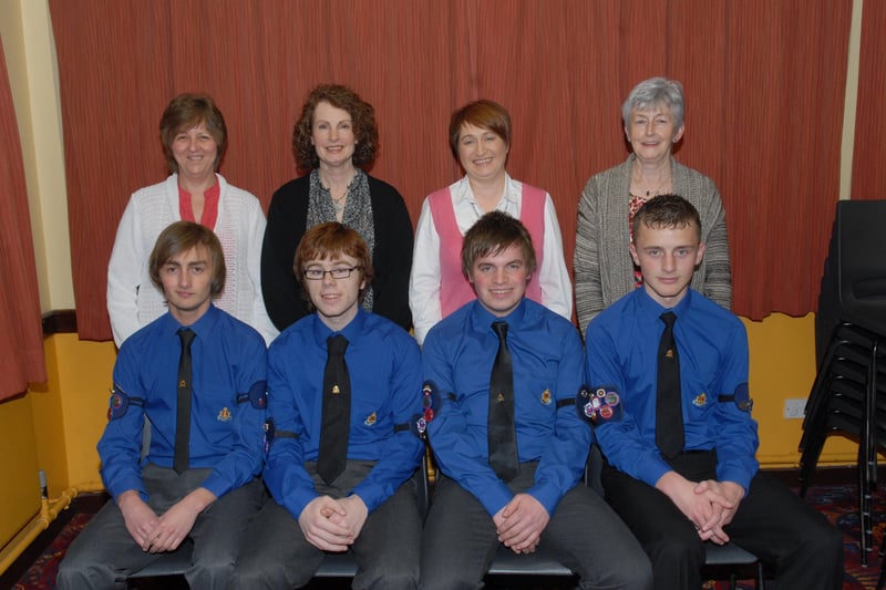Silver Duke of Edinburgh Awards were presented to Neill Campbell, Neil McCombe, Joshua Hayes and Daniel Girvin at the 1st Larne BB display in 2011.