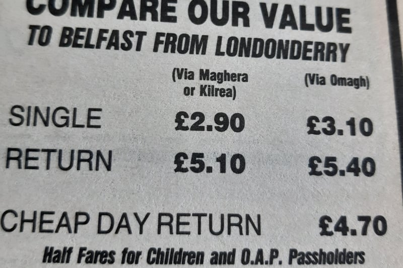 Trips to and from Belfast by bus were cheaper