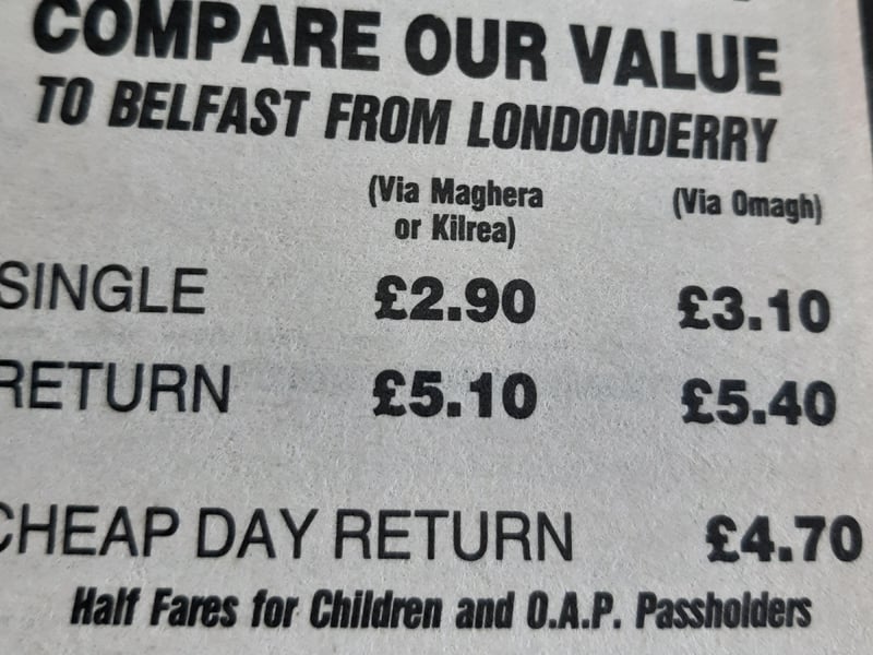 Trips to and from Belfast by bus were cheaper