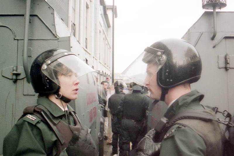 Male & Female RUC officers at Butcher Street.