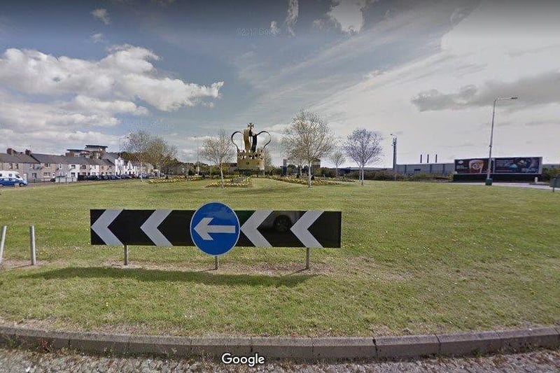 By the next time the Google Steet View camera was in the area in May 2016, the crown had been erected in the roundabout. Picture: Google Street View.