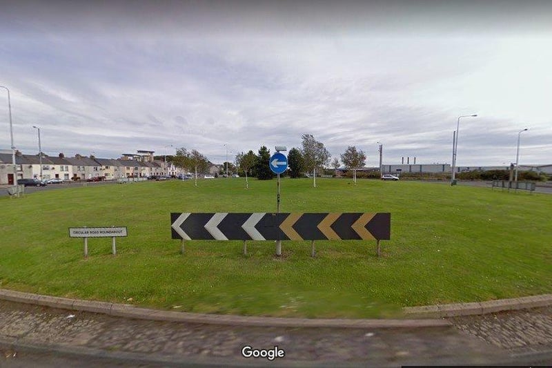 Notice anything odd about this photo of the Circular Road roundabout in Larne taken in August 2011?  Picture: Google Street View.