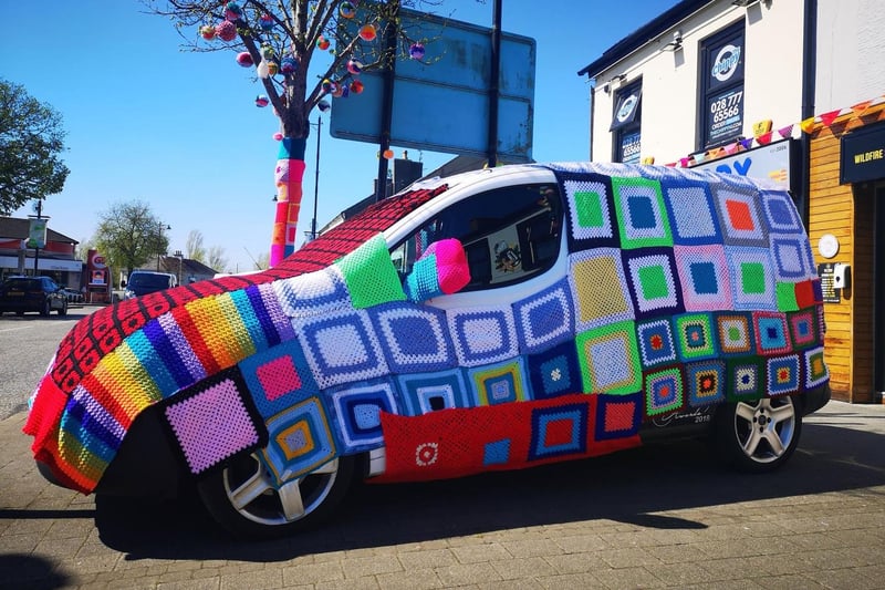 A yarn bombed van created by Adelle Herald (Stendhal Festival) at The Chippy. Photo: Nigel McFarland.
