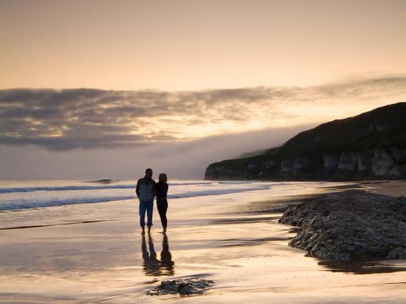 Downhill Beach's golden sands stretch out towards Magilligan Point and is one of the longest beaches in Ireland. Mussenden Temple stands on the cliff, from where there are views of counties Donegal Coast, Antrim and Londonderry.