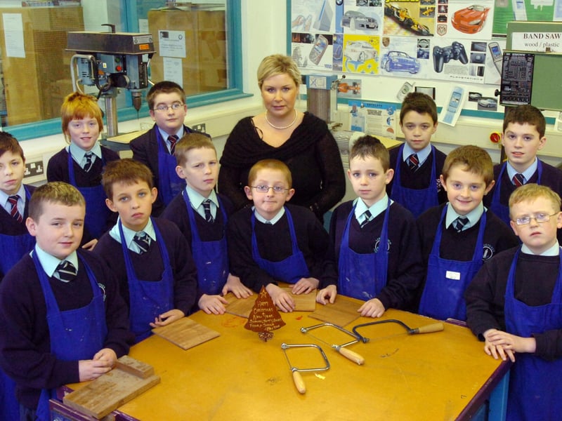 P7 pupils from Longtower Primary School attend a taste and see event in the Technology and Design Department of St Peter's High School. Included is St Peter's High School teacher Niamh Desmond. (1412PG06)