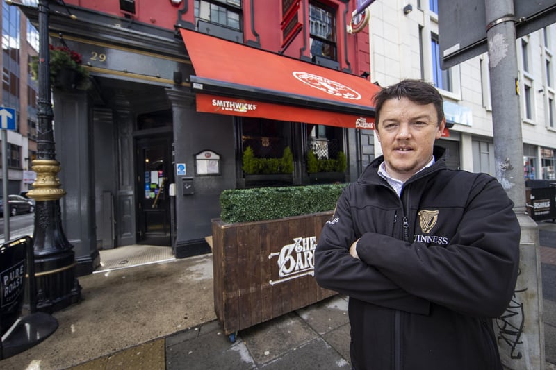 Liam Dawson, manager of The Garrick Bar in Belfast after the latest easing of the Covid-19 rules in Northern Ireland.