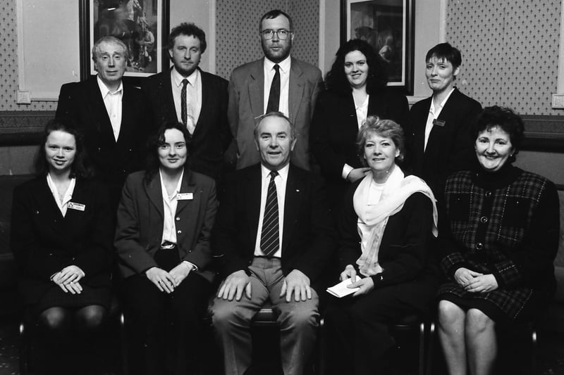 Staff and committee members at the Inishowen Tourism A.G.M. that took place in the Lake of Shadows. Seated, from left, Kathy Doherty, Deirdre McGeoghegan, John McLaughlin, Susan McCafferty and Gearóidín McCarter. Standing, from left, Robert Walsh, treasurer, Seamus Canavan, Frank Logue, Catherine McGrenaghan and Anna O’Connor.