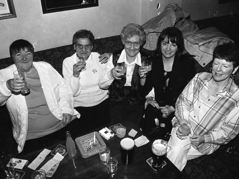 Regulars socialising in the newly-refurbished Abercorn Bar lounge.