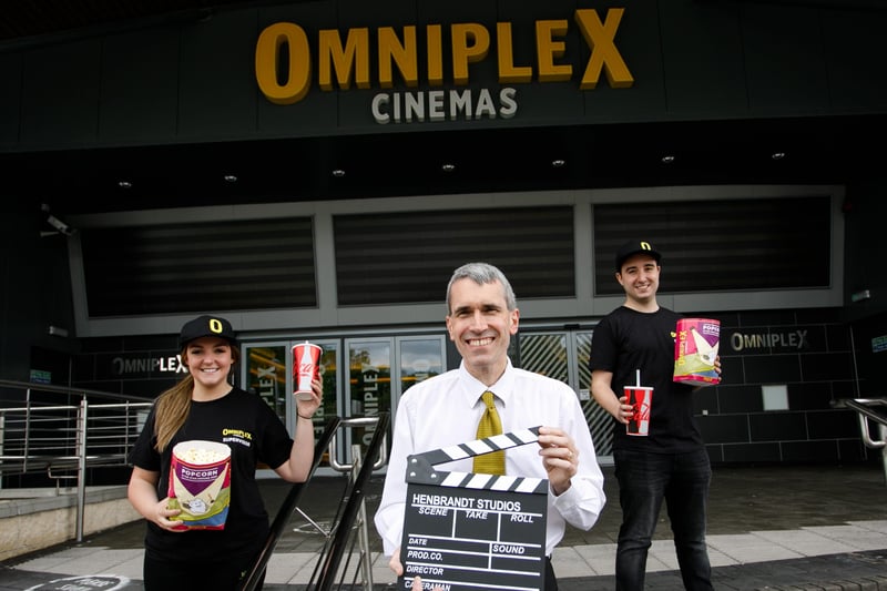 Pic 1 (L-R) Supervisor of Omniplex Cinema Lisburn, Sophie Easton, Manager Chris Gaston and Supervisor Nathan Bracken.