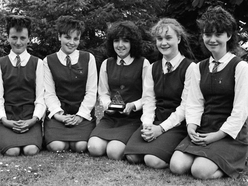 September... Pupils from Thornhill College who were winners of the area finals in the 'Young Historian of the Year' competition for their project, 'The Port of Derry'. From left are Karen Monk, Janita Tracey, Tina McCusker, Roisin Sweeney and Ursula Devine.