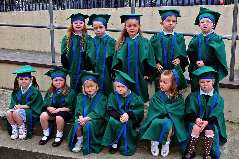 Children from the Rosemount PS Nursery at the Creggan Playschools 'graduations' in St. Mary's Youth Club, organized by the Old Library Trust. (2206T05).