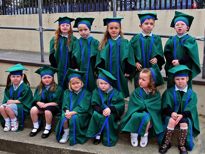 Children from the Rosemount PS Nursery at the Creggan Playschools 'graduations' in St. Mary's Youth Club, organized by the Old Library Trust. (2206T05).