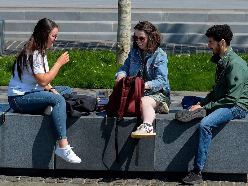 Relaxing in the sunshine in Ebrington Square on Sunday afternoon last. DER2120GS – 005