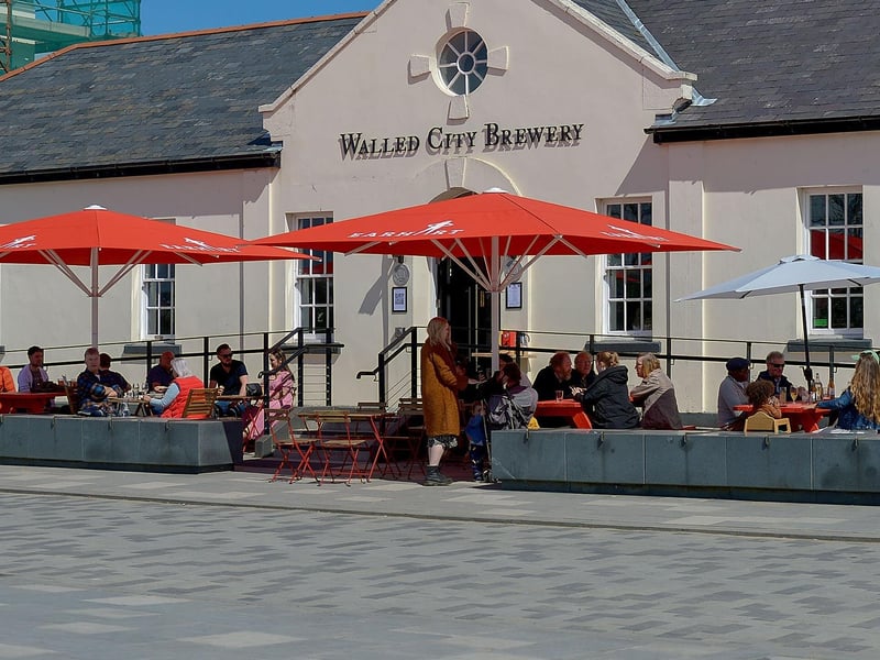 Customers enjoy food and drink outdoors as lockdown restrictions were further eased on Friday last. Photo: George Sweeney / Derry Journal. DER2117GS - 054