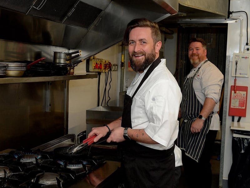 Sooty Olive Chefs Craig McIntosh and Micheál McDonald looking forward to the hospitality sector reopening for indoor dining. Photo: George Sweeney / Derry Journal. DER2120GS – 014