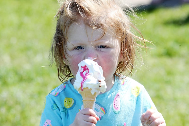 Rose Crawford (aged 1), from Belfast, at Helens Bay Beach.  Photograph by Declan Roughan / Press Eye.