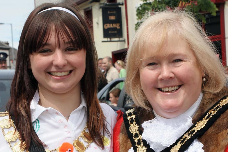 The Mayors of Newtownabbey - Christina Horner, Shadow Youth Council Mayor and Mayor Lynn Frazer - enjoying the fun of the Ballyclare May Fair in 2007.