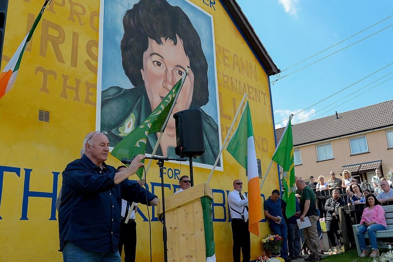 Danny McBrearty, brother of Volunteer George McBrearty, speaking at the 40th anniversary of the 1981 hunger striker and the anniversary of his brother and Volunteer Charles ‘Pop’ Maguire’s deaths. DER2122GS - 002