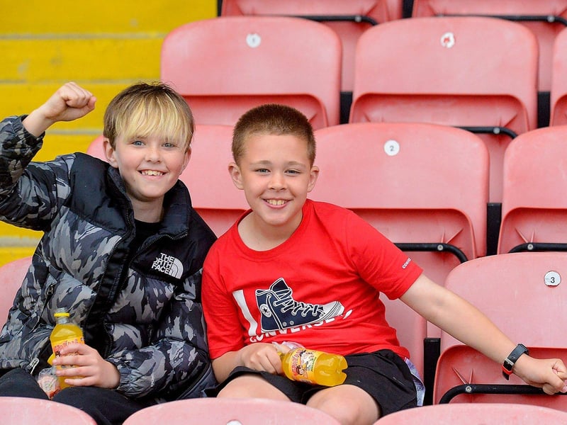 Young fans happy to be back in Celtic Park on Friday evening last for the Neal Carlin Cup Final between Sean Dolans and Glack, as lockdown restrictions eased. (Photo: George Sweeney)