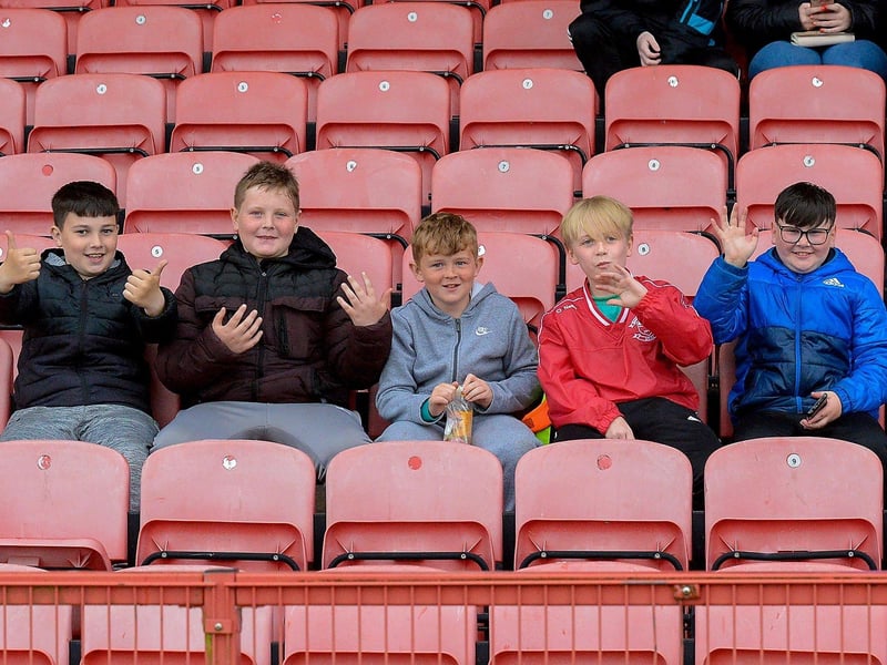 Young fans in Celtic Park, on Friday evening last for the Neal Carlin Cup Final between Sean Dolans and Glack, as lockdown restrictions eased. (Photo: George Sweeney)
