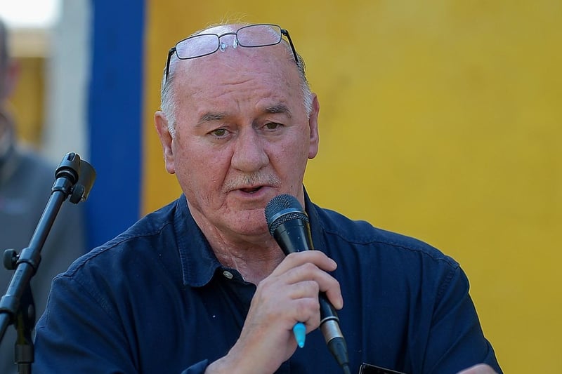 Danny McBrearty, brother of Volunteer George McBrearty, speaking at the 40th anniversary of the 1981 hunger striker and the anniversary of his brother and Volunteer Charles ‘Pop’ Maguire’s deaths. DER2122GS - 006
