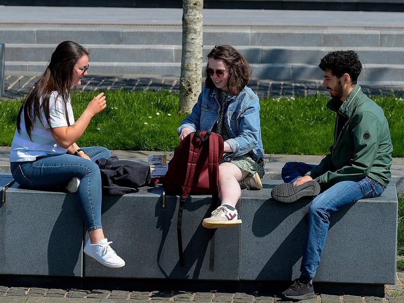 Relaxing in the sunshine in Ebrington Square on Sunday afternoon last. DER2120GS – 005