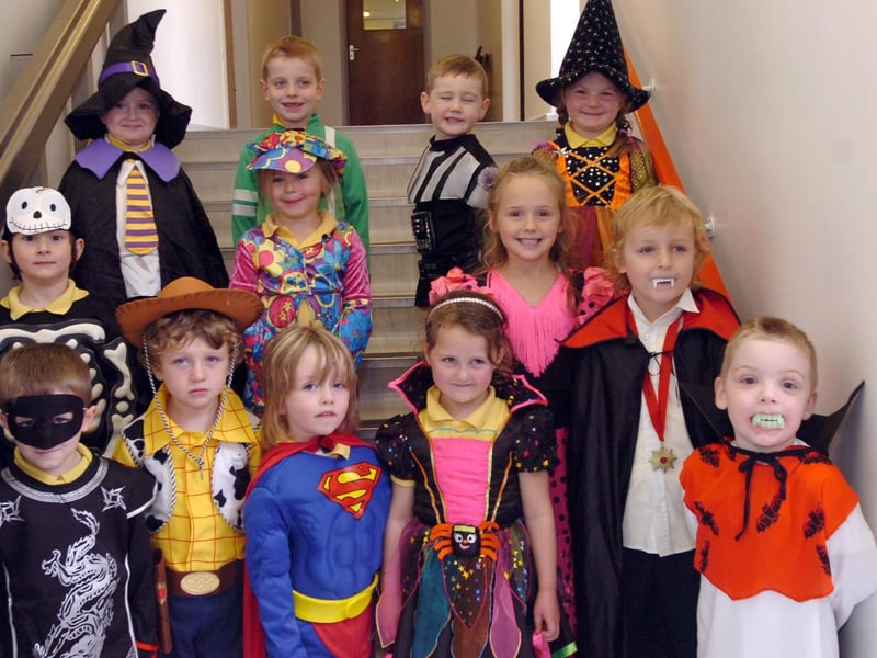 Children from Steelstown Primary School in fancy dress for their Hallowe'en party on Wednesday last. (2910PG02)