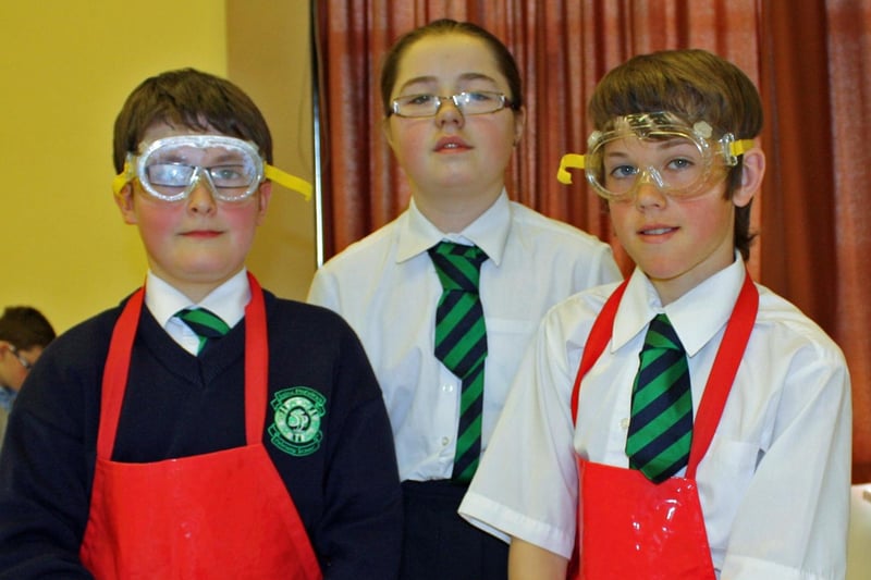 Fabian McGready, Keava Toland and Seamus Quinn from St Patrick’s PS, Pennyburn pictured at the Primary Science and Technology Challenge. 1405JM29