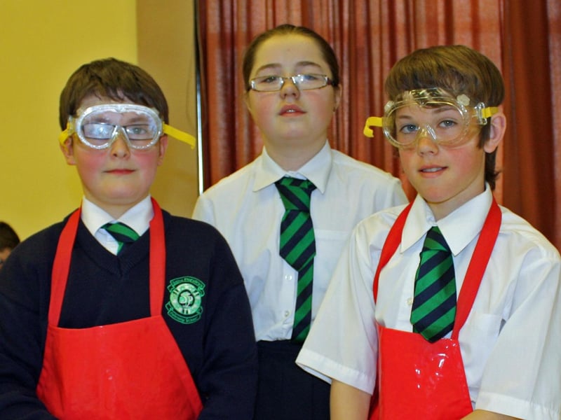 Fabian McGready, Keava Toland and Seamus Quinn from St Patrick’s PS, Pennyburn pictured at the Primary Science and Technology Challenge. 1405JM29
