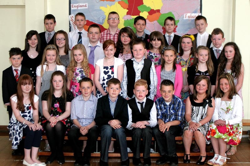 The pupils from Mr Toner's class at Termoncanice Primary School who have been confirmed at a recent service.  PIcture Inpresspics.com. LV20-460MMCK10