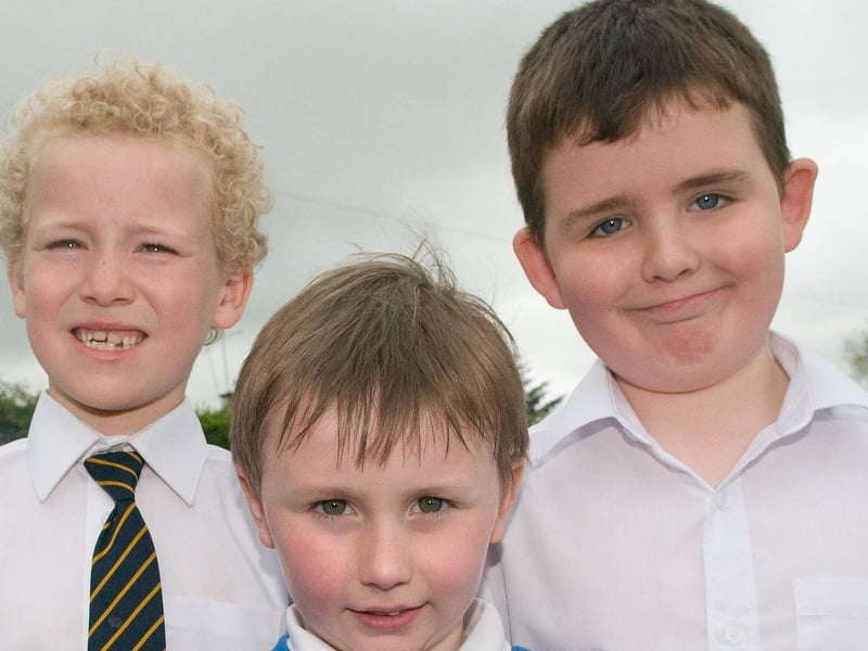 Joshua Howe from Central Primary School and Corey Keely and Jason McElhinney from Termoncanice Primary School who took part in Arts and Heritage Speech and Drama Festival orgainised by Roe Valley Arts and Heritage Committee at Largy Community Hall. PIcture Martin McKeown. Inpresspics.com. LV21-410MMCK10
