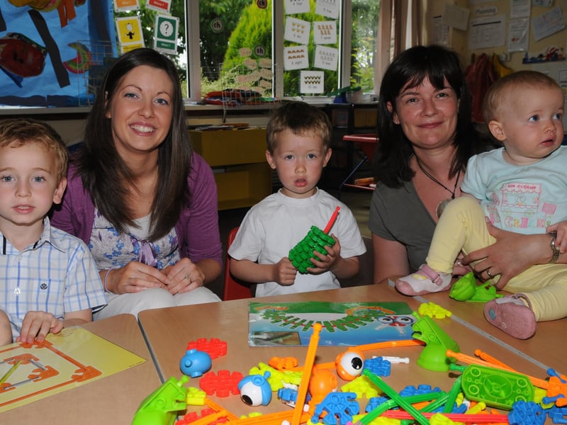 Caolan Lane, Caroline O'Kane, Connor, Eithne and Sian Jones pictured at Termoncanice Primary School's P1 open day. Picture Martin McKeown. Inpresspics.com. LV25-436MMCK10