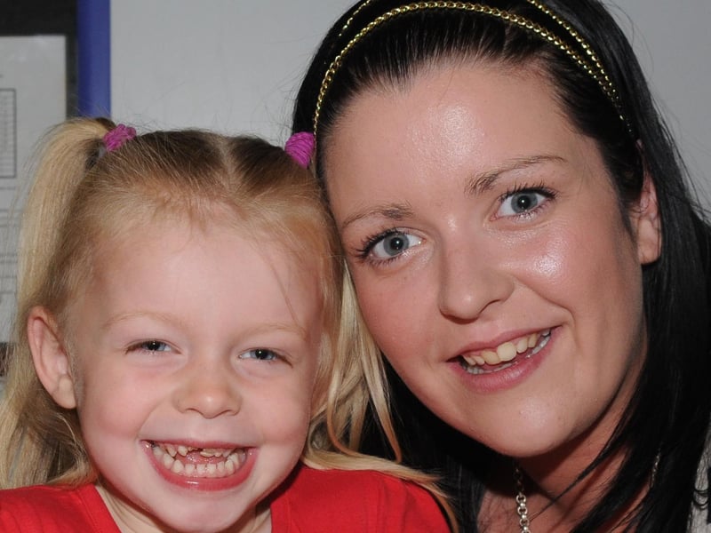 Tori McIvor and Gemma McIvor pictured at Termoncanice Primary School's P1 open day. Picture Martin McKeown. Inpresspics.com. LV25-434MMCK10