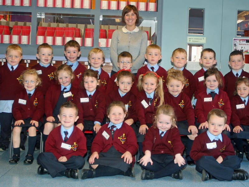 Mrs. Harrigan's P1 class at St. Eithne's PS, Ballymagroarty. 3009JM23