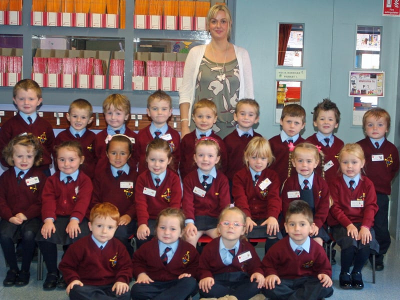 Mrs. Logue's P1 class at St. Eithne's PS, Ballymagroarty. 3009JM22