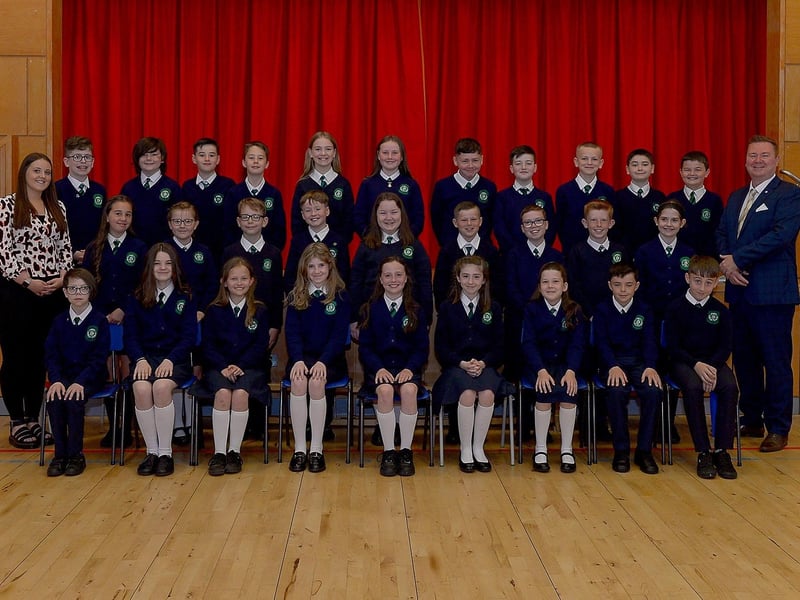 Mr J. Bradley's P7 class at St Patrick's Primary School, Derry. Included in the photo is classroom assistant Miss F. Nicell, on the left. DER2122GS 042
