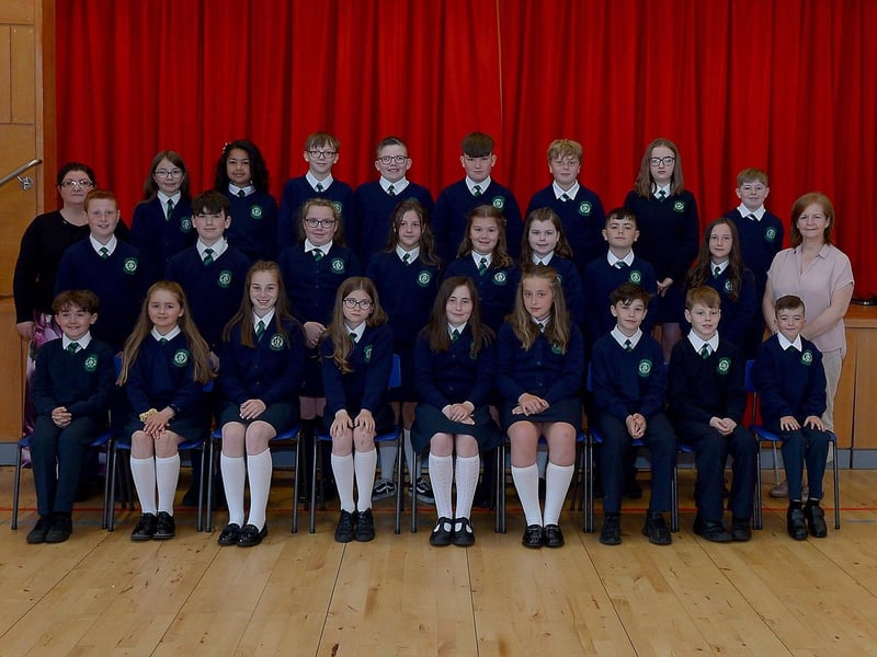 Mrs R. Doherty's P7 class at St Patrick's Primary School, Derry. Included in the photograph, on the right, is classroom assistant Mrs M. Doherty. DER2122GS 058