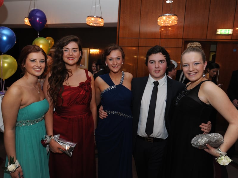 Rachael McCarron, Deidre McAteer, Eve Devine, Mark Tourish and Ciana Darrall
 pictured at the Lumen Christi annual formal at the City Hotel. (1411SL14)