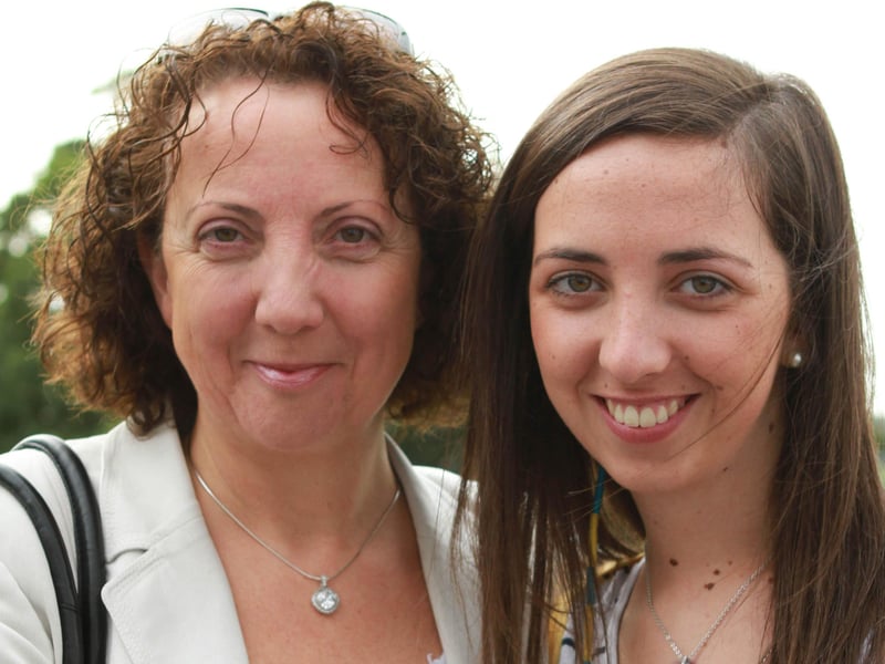 Lumen Christi College student Gemma Bradley with proud mum Christina when she received her A level resutls yesterday  (1908JB86)