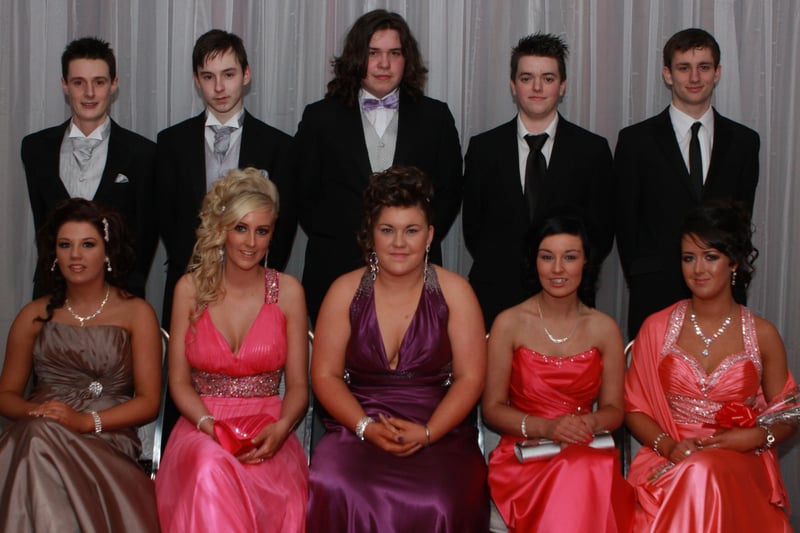 Students and friends who attended Scoil Mhuire Formal.  Seated are Caroline Gallagher, Danielle O’Donnell, Louise McLaughlin, Shannon Downey and Geraldine Porter  Standing are Ryan Duffy, Gordon Noone, Conor Millar, Graham Hegarty and Patrick McGrath.  (1801JB37)