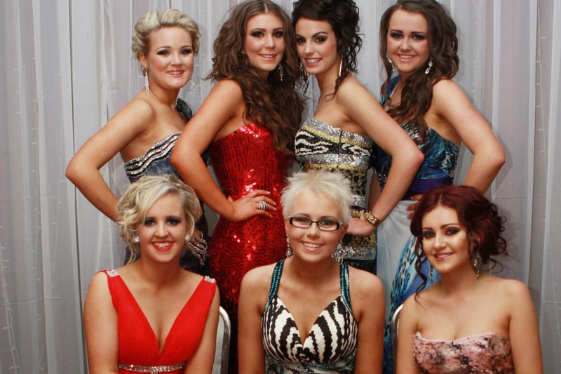 Kelly McGlinchey, Shauna O’Connor, Megan McGrory, Laura Martin, Brianna Hirrell, Tanya McElhinney and Nicole O’Connor who attended Scoil Mhuire Formal in the Inishowen Gateway Hotel.  (1801JB41)