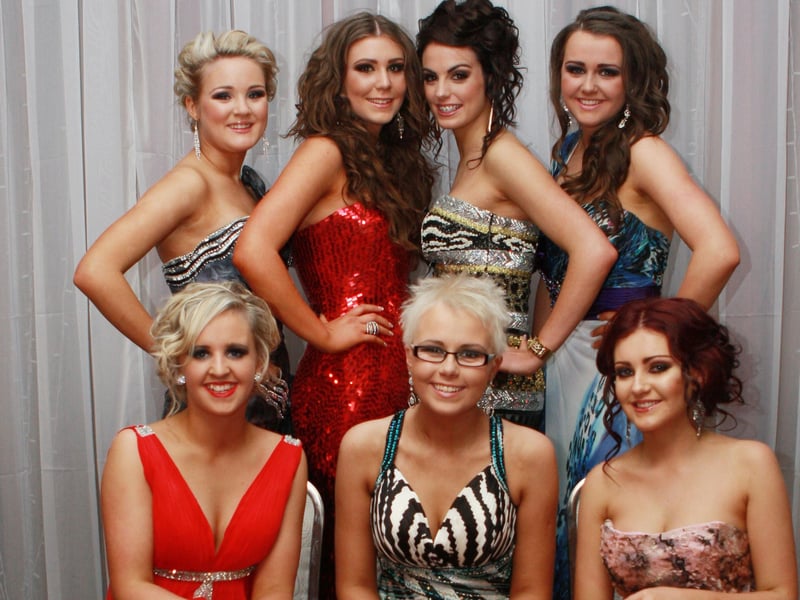 Kelly McGlinchey, Shauna O’Connor, Megan McGrory, Laura Martin, Brianna Hirrell, Tanya McElhinney and Nicole O’Connor who attended Scoil Mhuire Formal in the Inishowen Gateway Hotel. (1801JB41)