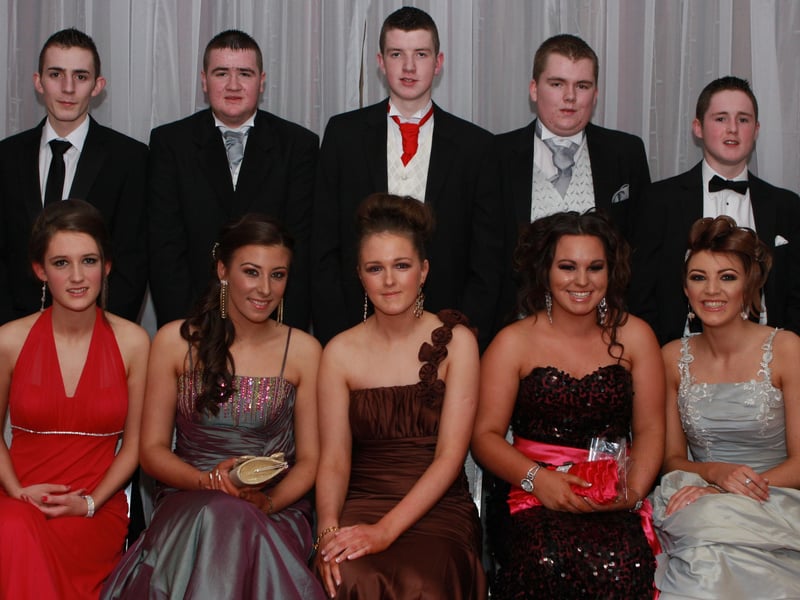 Students and friends who attended Scoil Mhuire Formal. Seated are Niamh Connolly, Annie Fegan, Michaela Mullan, Michaela Clare and Niamh Murrin. Standing are Damian Carlin, Philip Doherty, Declan McGonagle, Jamie McLaughlin and A J Doyle. (1801JB38)