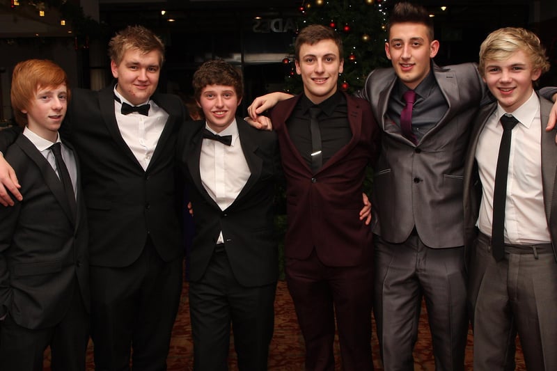 A group of boys pose on their arrival for the Lisneal College annual formal dinner in the Everglades Hotel.  From left, Aaron Patten, Jason Donnell, Stewart Rutherford, Philip Mitchell, Zake Hamilton and Andrew Rosborough.  INLS 1248-525MT.