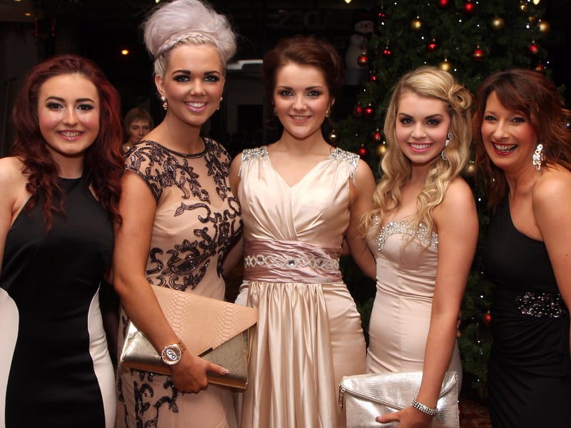 School vice principal Susan Keown (right), with students arriving for the Lisneal College annual formal dinner in the Everglades Hotel. From left, Toni Lee Moore, Victoria Crawford, Victoria Dunn and Jill McFaul. INLS 1248-526MT.