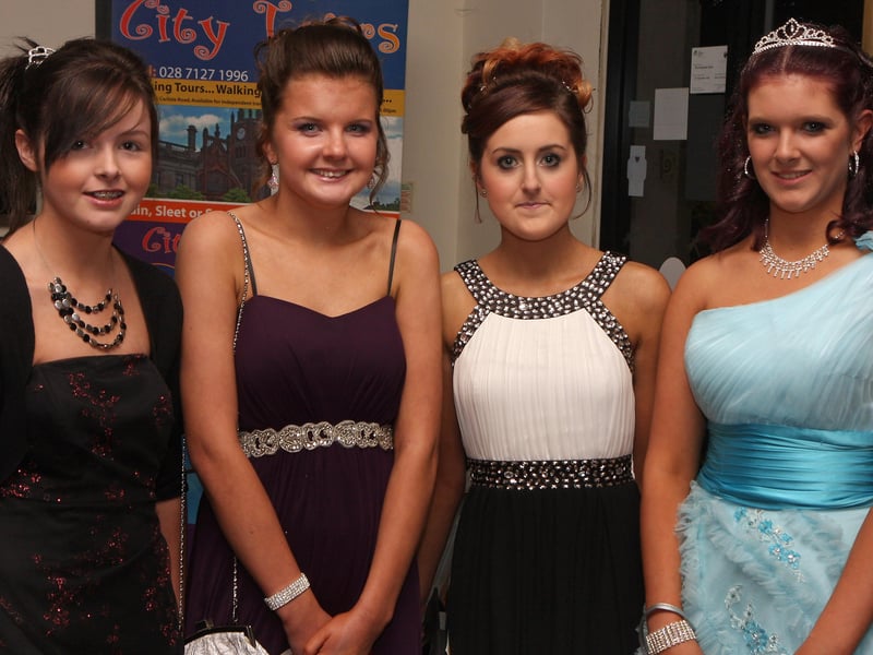 Students and guests arriving for the Lisneal College annual formal dinner in the Everglades Hotel. From left are Kate Laing, Chloe Nutt, Rebekkah Taylor and Courtney Dinsmore. INLS 1248-506MT.