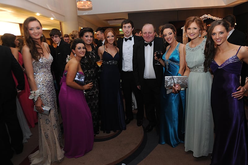 Mr McBride pictured with some if his year 14 class 
pictured at the Foyle College Formal at the City Hotel. (2411SL50)