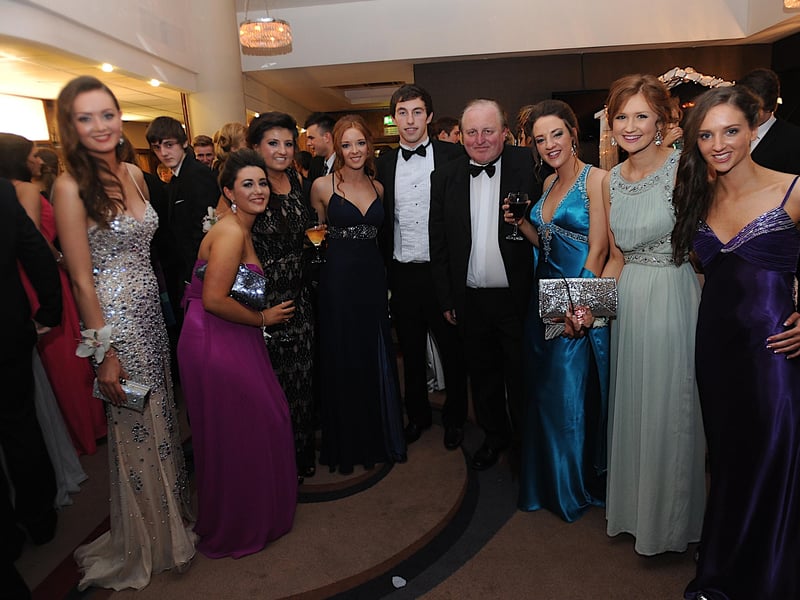 Mr McBride pictured with some if his year 14 class
pictured at the Foyle College Formal at the City Hotel. (2411SL50)