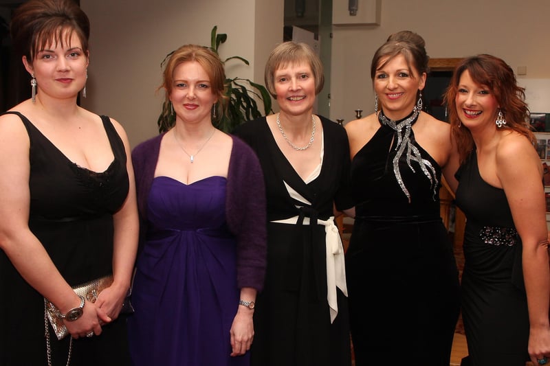 Teachers join their pupils at the Lisneal College annual formal dinner in the Everglades Hotel.  From left. Janice McLean, Alison Milne, Joyce Smith, Rita Mullan and Susan Keown.  INLS 1248-528MT.
