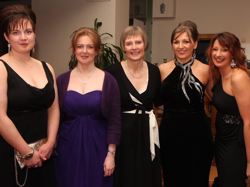 Teachers join their pupils at the Lisneal College annual formal dinner in the Everglades Hotel.  From left. Janice McLean, Alison Milne, Joyce Smith, Rita Mullan and Susan Keown.  INLS 1248-528MT.